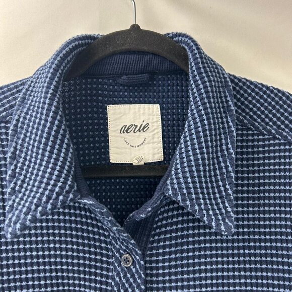 Aerie Women's Size XL Lumberjane Waffle Shirt Jacket Blue With Chest Pockets - Picture 15 of 16